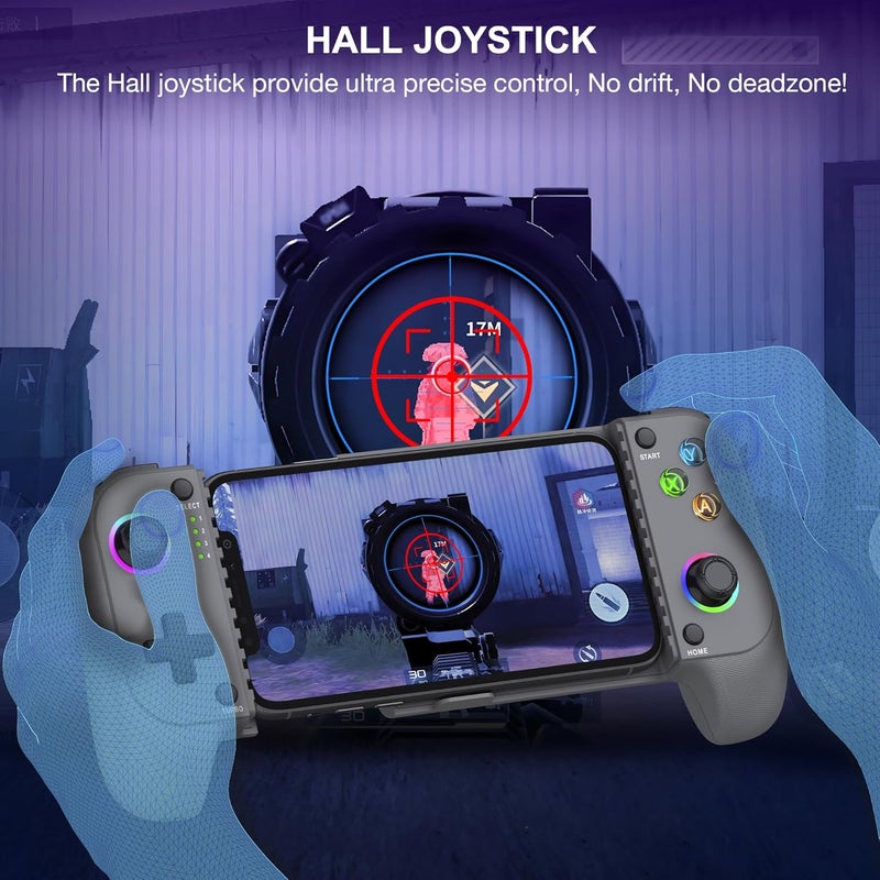 NinjaPlusOX Phone Game Controller for iPhone/Android with with Hall Joystick, Wireless Mobile Game Controller Support Xbox Cloud, Steam Link, Call of Duty, Roblox, Cloud iOS Android Controller - Image 2